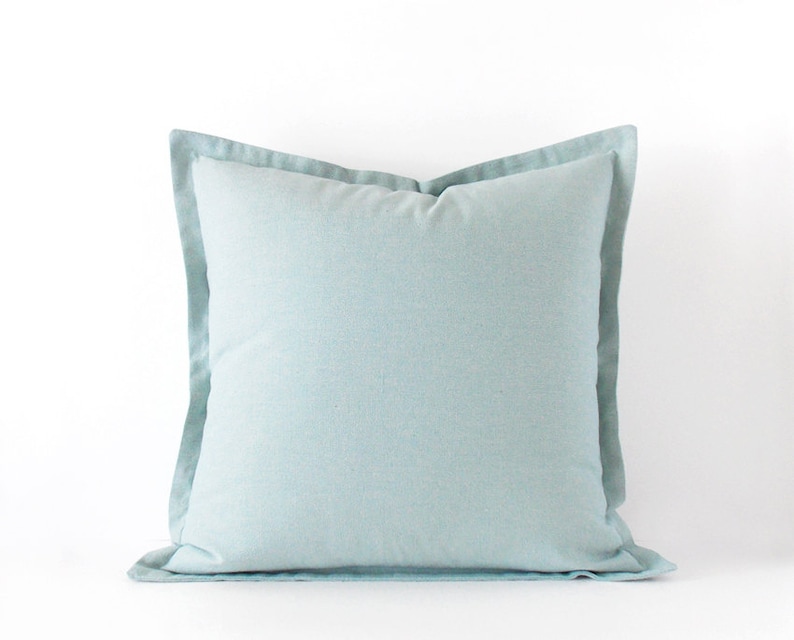 Light blue decorative pillow cover in 16x16 inches , 18x18 inches + more sizes, plain cushion cover with a flange, pastel decor