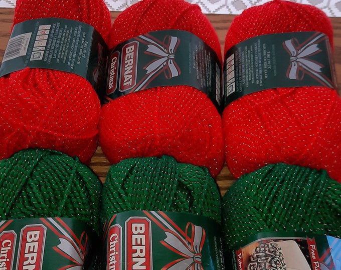 Bernat Christmas Yarn3 Red & 3 Green - Etsy