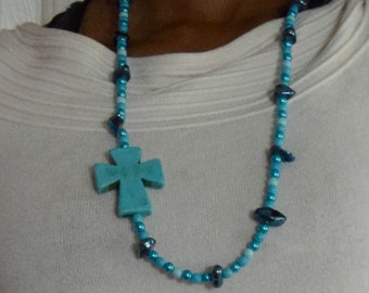 Necklace For Date With Boyfriend Husband / Christian Jewelry With Sideways Cross For Mom Wife Best Friend / Religious Baptism Accessory