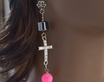 Christian Girlfriend Gift From Boyfriend / Religious Rhinestone Cross Earrings For Wife Mom Daughter / Spiritual Jewelry Accessory