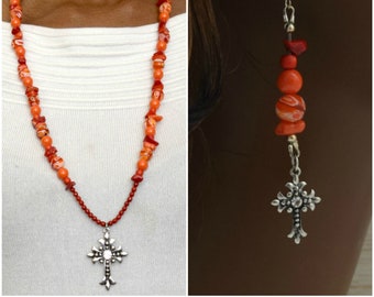 Cross Jewelry Set For Spiritual Daughter Mom Wife Rooted In Jesus Christ / Christian Necklace and Earrings Two Piece Set For Sunday Service