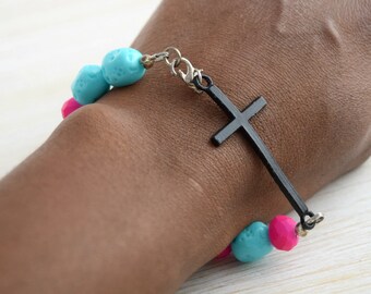 Christian Bracelet With Cross For Daughter Mom Wife / Religious Accessory Gift For Bff Bestie Friend / Sunday Service Jewelry For Baptism