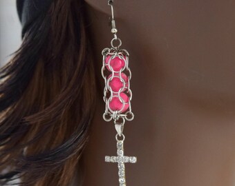 Religious Earrings With Rhinestone Cross For Mom Wife Bestie Friend / Christian Jewelry Accessory For Mother of Bride / Baptism Gift