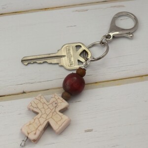 Womens Key Chain For Christian Mom Wife Friend / Lanyard For Bride Rooted in Jesus Christ / Backpack or Knapsack Accessory With Cross image 8