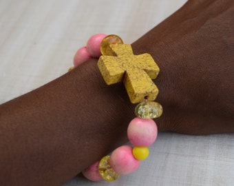 Bracelet With Cross From Husband Boyfriend To Wife Girlfriend / Christian Jewelry For Mom / Spiritual Accessory For Sunday Church Service