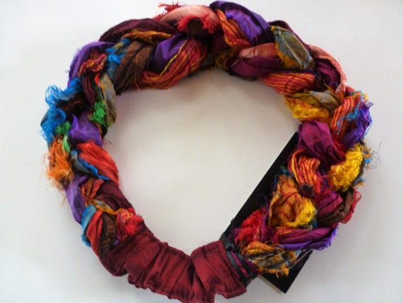 A Sari Silk Braided Headband in Rich Rainbow Colors Shot  display picture 3