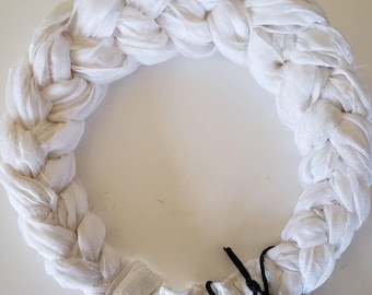 A Sari Silk Braided Headband in soft and supple creamy white silk chiffon - so light and airy; weightless to wear!