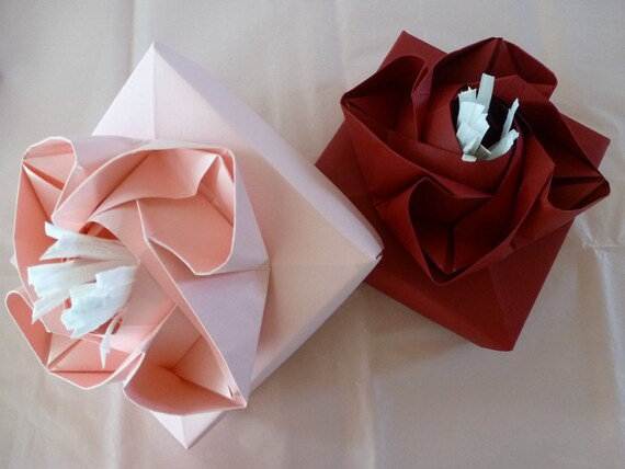The Romance Collection Origami Rose Box In Luscious Linen Textured Cardstock In Special Occasion Hues For Romantic Presentations