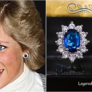 Princess Diana Inspired Sapphire Blue Earrings, Choice Sapphire, Emerald or Pink Post Earrings, A Royal Inspiration, #1397