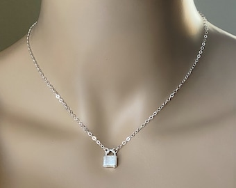 Teeny Tiny Padlock Necklace, 100% Sterling Silver, Silver Lock Choker, Petite REAL Padlock, Opens & Closes, #944