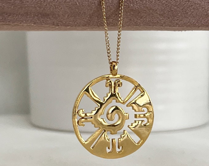 Gold Meditation Necklace, Hunab Ku Choker, 14k Gold Filled Curb Chain, Ying Yang Necklace, Inspirational, "The One God" Necklace, #757
