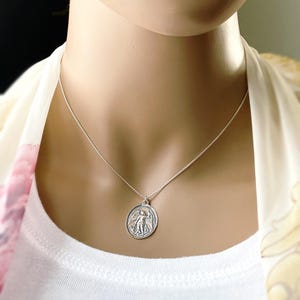 Sterling Silver Saint Michael Necklace: Reversible Mother Mary Protection Coin, Police & Fire Saint Symbol Coin Pendant, #1111