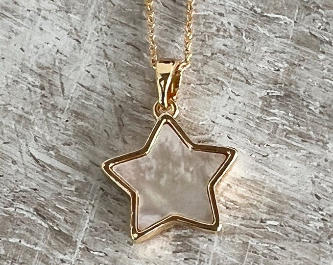 The Moon & Stars Necklaces, MOP Shell Charms, Dainty Minimalist Necklace, Crescent Moon or Star Necklace, Silver or Gold, #1740