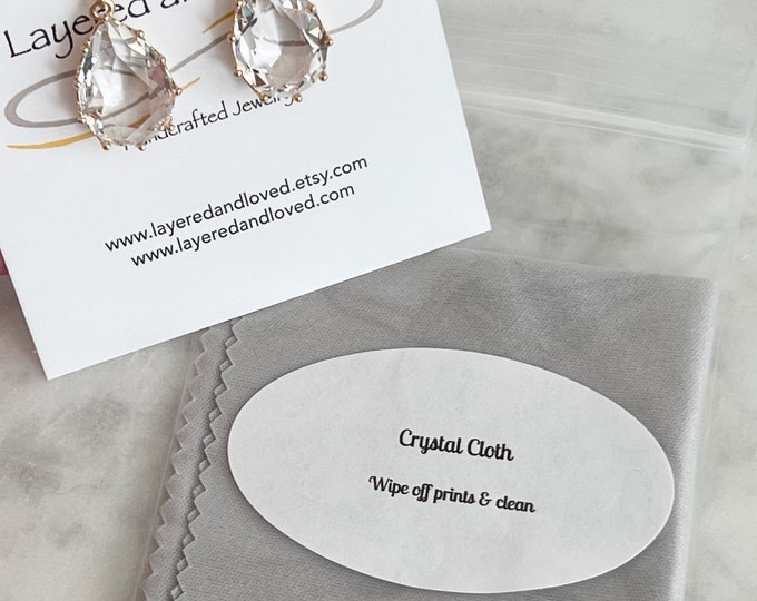 Crystal Cleaning Cloth, ADD ON, Non Abrasive Cloth, Soft Jewelry Cleaning Cloth, Wipe Off Prints on Crystal, Crystal Earring Cleaner,  #1736
