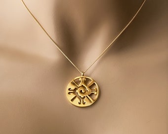 Gold Hunab Ku Choker, 14k Gold Filled Curb Chain, Ying Yang Necklace, Inspirational, Meditation Gold Filled Curb Chain Necklace, #757