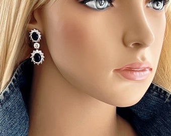 Royal Zircon Chandelier Post Earrings, Sapphire Blue, Ruby Red, Emerald Green and Clear Crystal, Bridal Chandelier Earrings, #1665