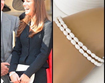 Kate Middleton Inspired 2 or 3 Strand Perfectly Petite Pearl Bracelet, Sterling Silver Connections & Closure, Royal Family Jewelry, #1524