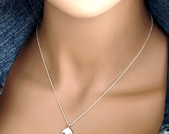 Sterling Silver Alien Necklace, 14k Gold Filled or Sterling Silver Unisex Necklace, Halloween Jewelry #769