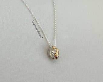 Sterling Silver Acorn Necklace, Replikate Mixed Metal Layering Necklace, Kate Middleton Inspired, Royal Family Inspiration #1408