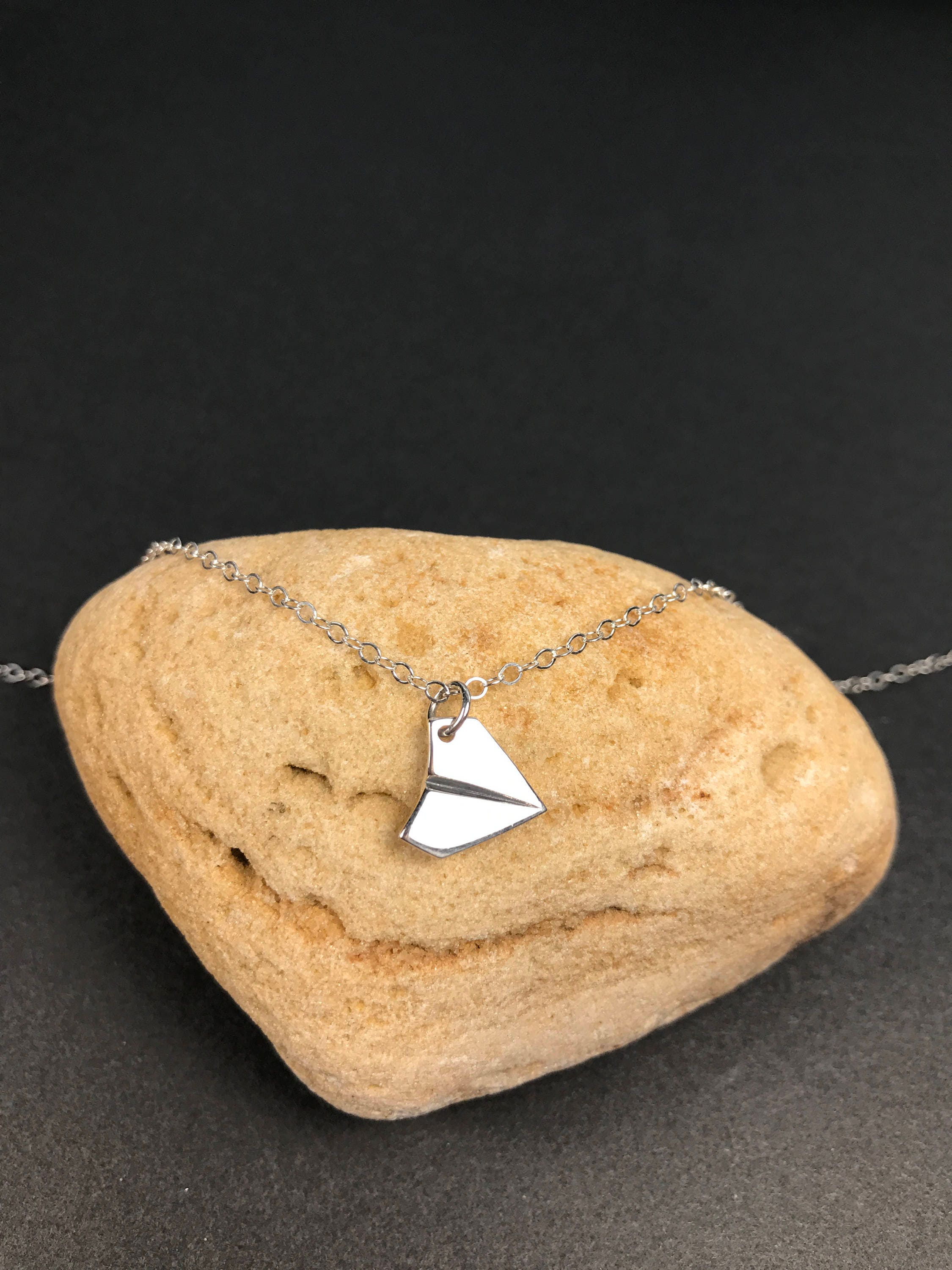 Paper Airplane Necklace in Sterling Silver