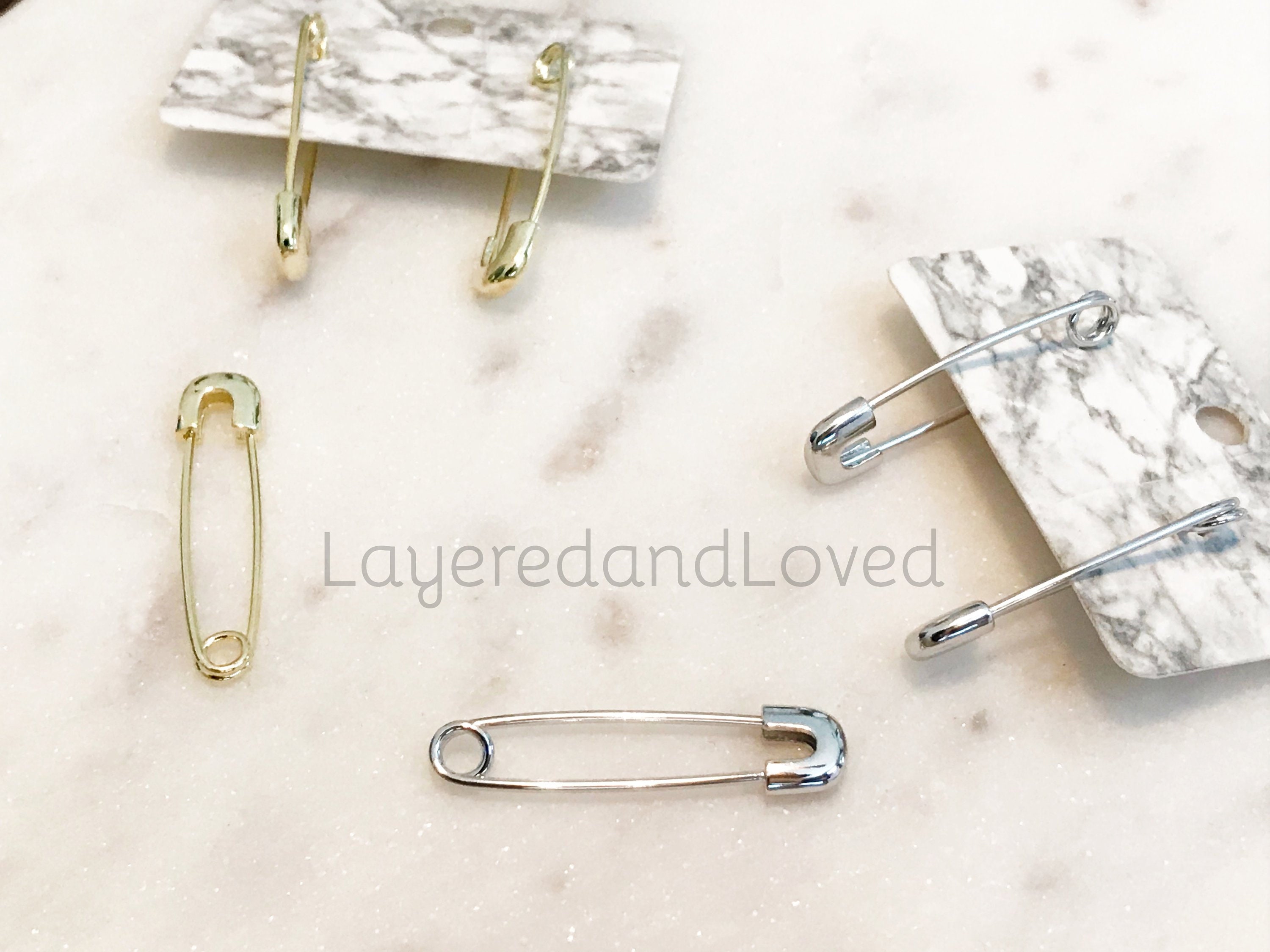 Safety Pin Earrings, Celebrity Inspired Safety Pin Earrings, Gold
