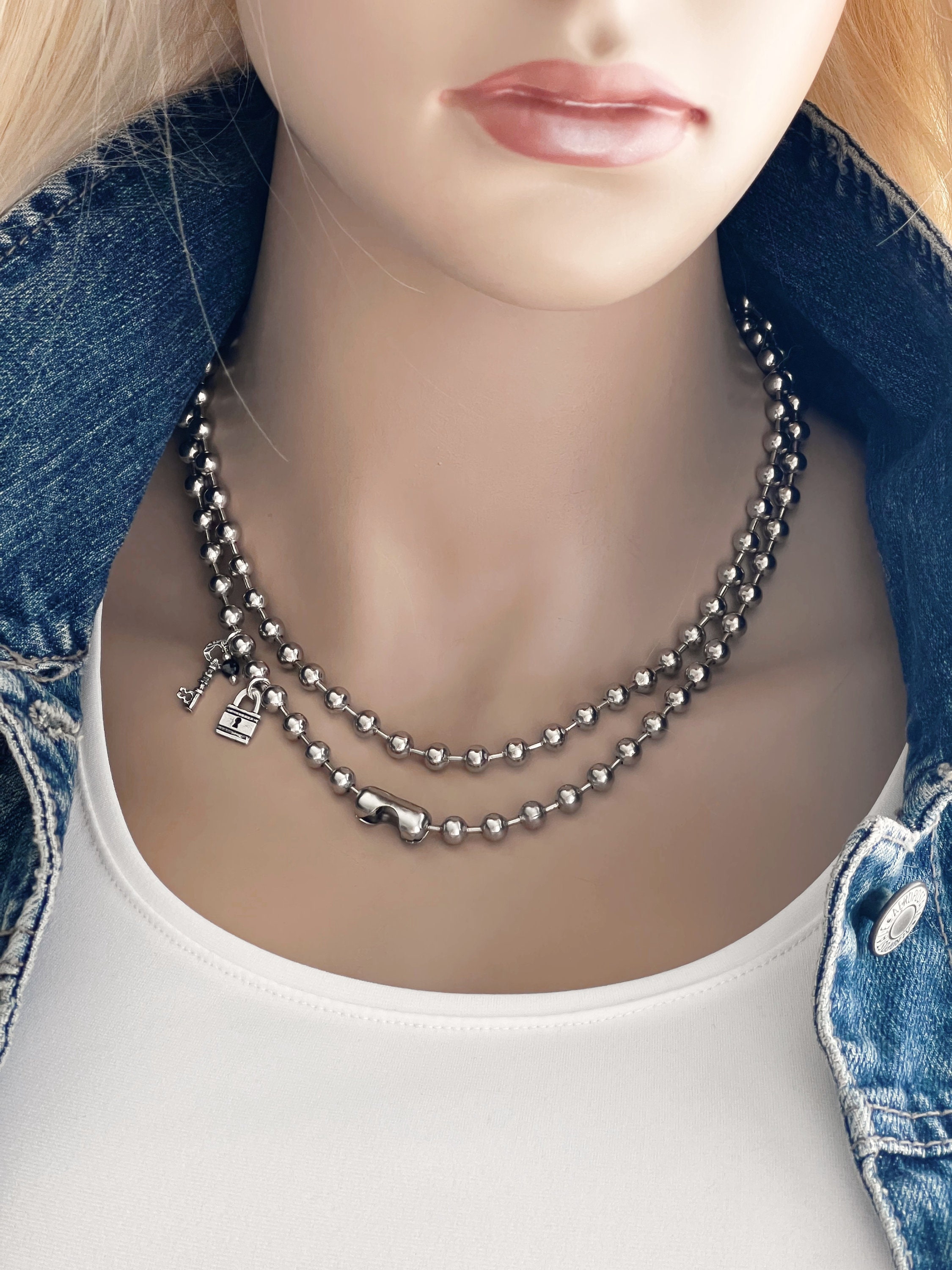 Silver Oxidized Chain Necklace, Link Chain Necklace, Chunky Chain Necklace,  Women's Men Bold Choker Necklace, Biker Wristband - Etsy | Chunky silver  necklace, Chunky chain necklaces, Necklace