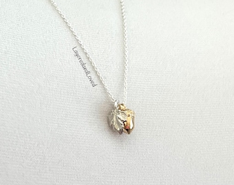 Sterling Silver Acorn Necklace, Replikate Mixed Metal Layering Necklace, Kate Middleton Inspired, Royal Family Inspiration #1408