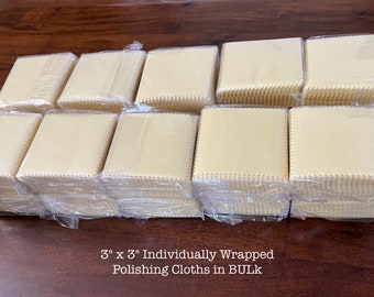 BULK Polishing Cloths for Jewelry, Yellow Cloth 3" x 3" for Sterling Silver or Gold Jewelry ~ 10/20/50/100 Packs, #513
