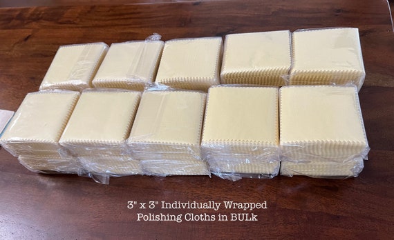 BULK Polishing Cloths for Jewelry, Yellow Cloth 3" x 3" for Sterling Silver or Gold Jewelry ~ 10/20/50/100 Packs, #513