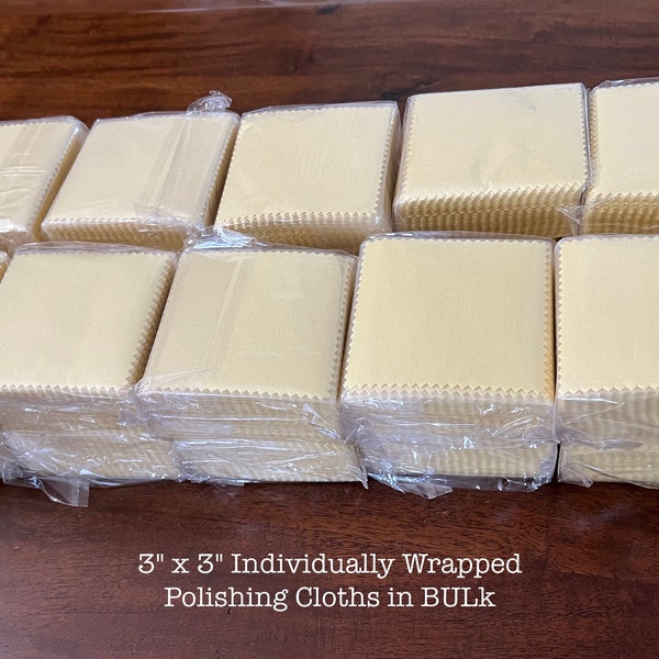 BULK Polishing Cloths for Jewelry, Yellow Cloth 3" x 3" for Sterling Silver or Gold Jewelry ~ Singles ADD on ONLY ~ 10/20/50/100 Packs, #513