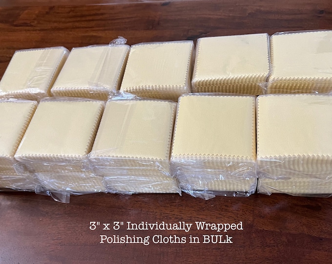 BULK Polishing Cloths for Jewelry, Yellow Cloth 3" x 3" for Sterling Silver or Gold Jewelry ~ 10/20/50/100 Packs, #513