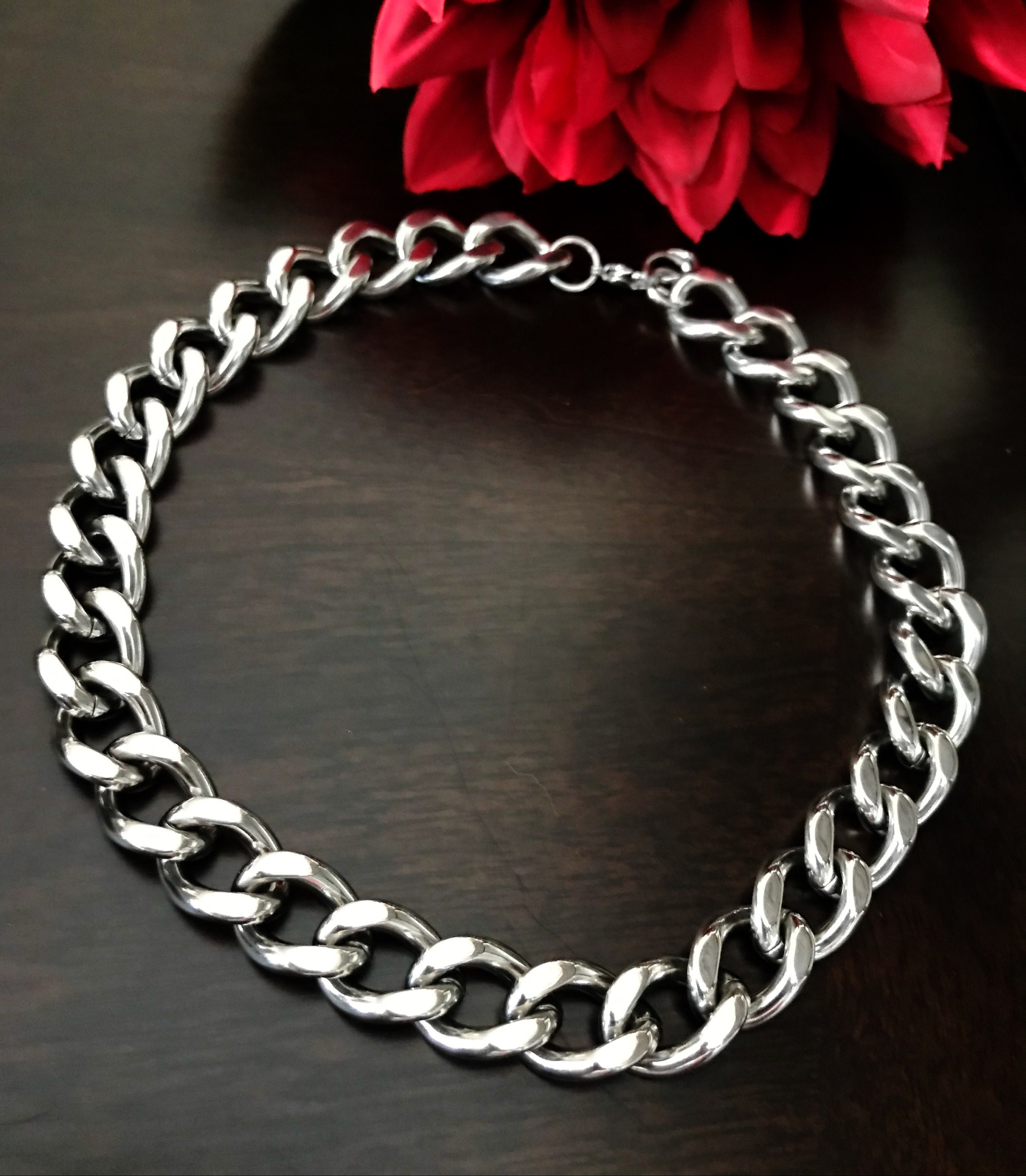 Thick 15mm Curb Chain Choker Heavy Stainless Steel Chain Layered