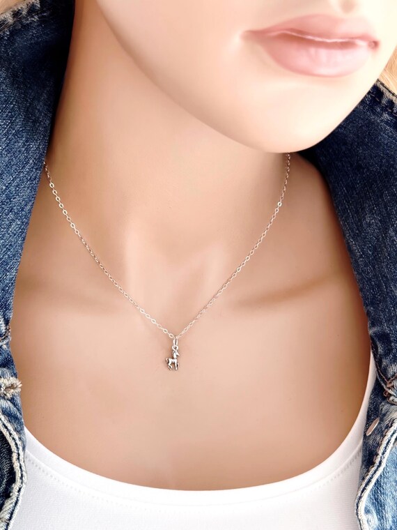 Mommy & Me Tiny Horse Necklace Set, Matching Sterling Silver Charm Necklaces, Mother Daughter Jewelry, Equestrian Gift #1979