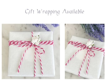 Jewelry Box Gift Wrap, Fancy Gift Wrapping, Gold & White, Pink and White Twine, Floral Add Ons, Upgraded Jewelry Box Wrapping