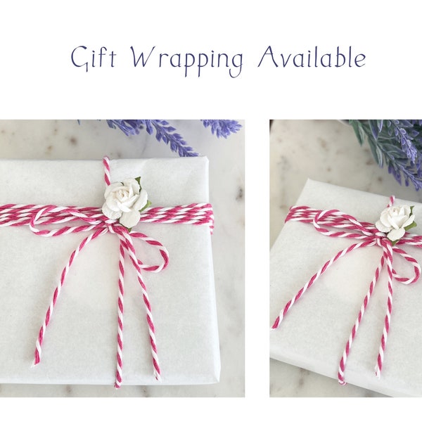 Jewelry Box Gift Wrap, Fancy Gift Wrapping, Gold & White, Pink and White Twine, Floral Add Ons, Upgraded Jewelry Box Wrapping