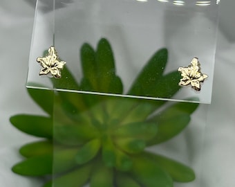14k Gold Filled Leaf Stud Earrings, Nature Earrings, Gold Studs, Maple Leaf, #1188