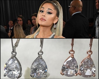 Ariana Grande Inspired Sparkling Teardrop Earrings, Sterling Silver or Rose Gold Filled Choice, Sparkling Teardrops, #1457