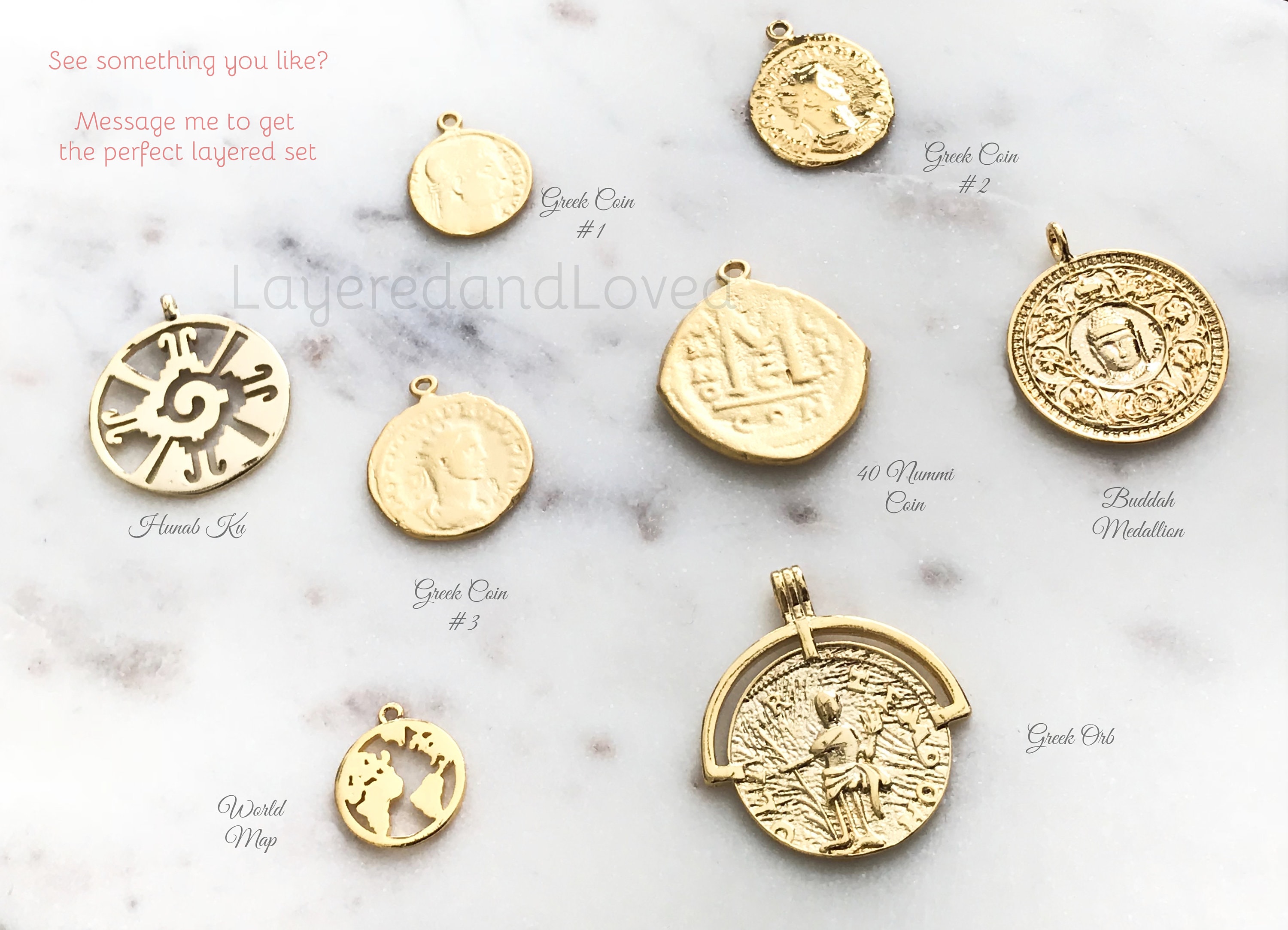 DeysCraft Golden Oxidized Coin Shaped Metal Charms for Jewelry
