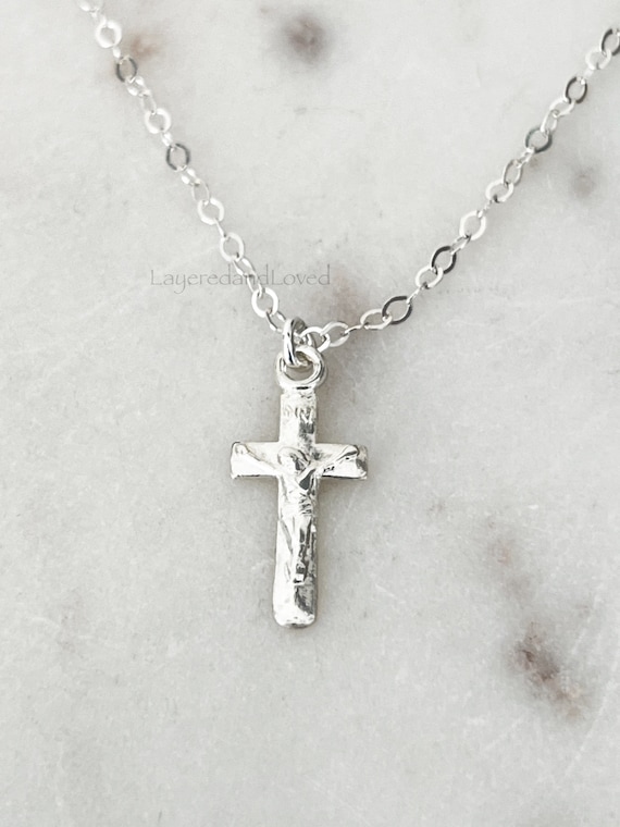 Children Crucifix Necklace: Communion Gift, Child or Adult, Sterling Silver or 14k Gold Filled, #1198
