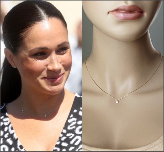 Meghan Markel Inspired Hamsa Necklace, 14k Gold Fill or Sterling Silver, Tiny Zircon Charm, Good Luck, Fertility & Fortune, #1073/#1074