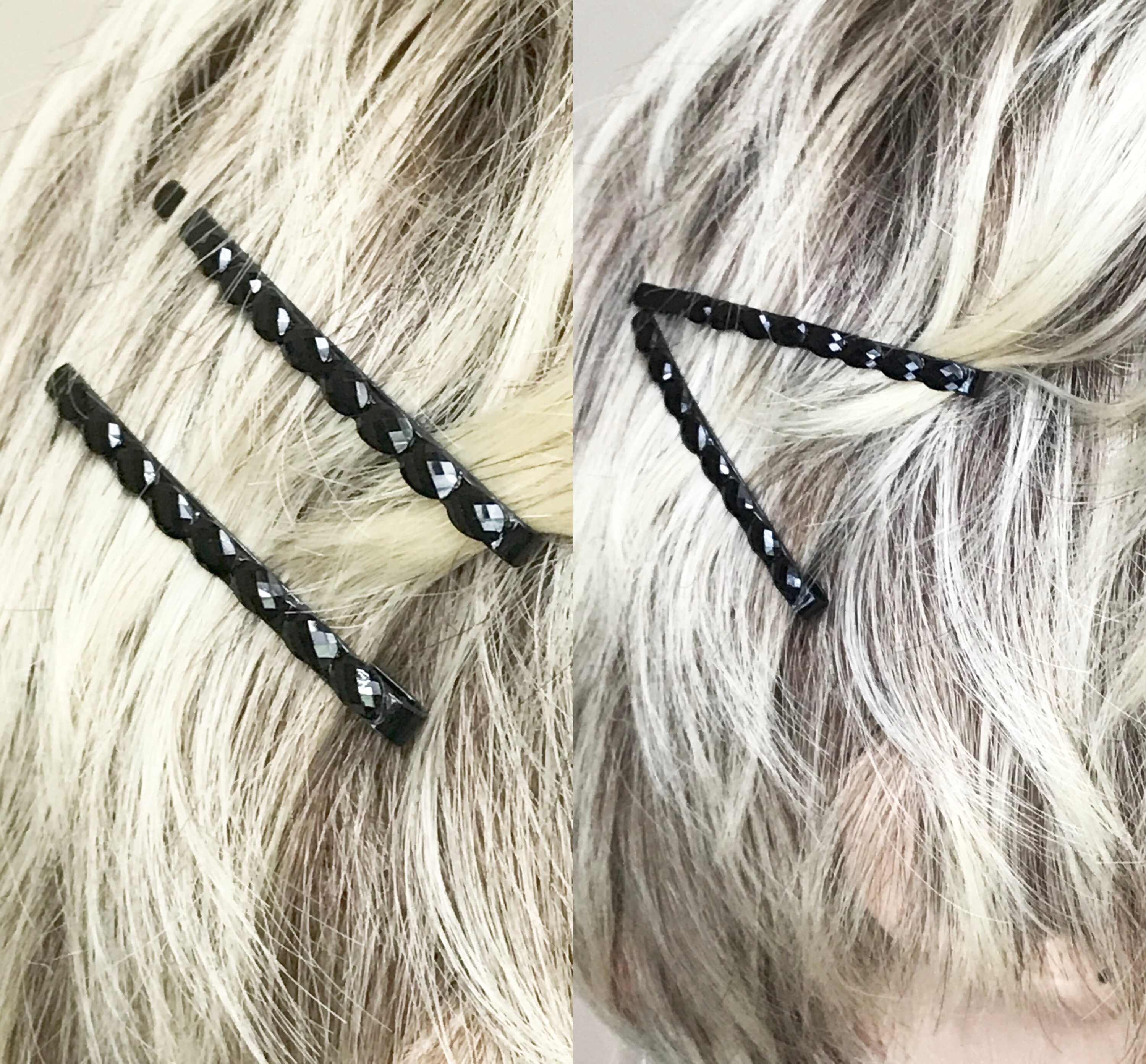 Black Crystal Rhinestone Bobby Pins Bridal Hair Accessories 6 Pack Hair Bling