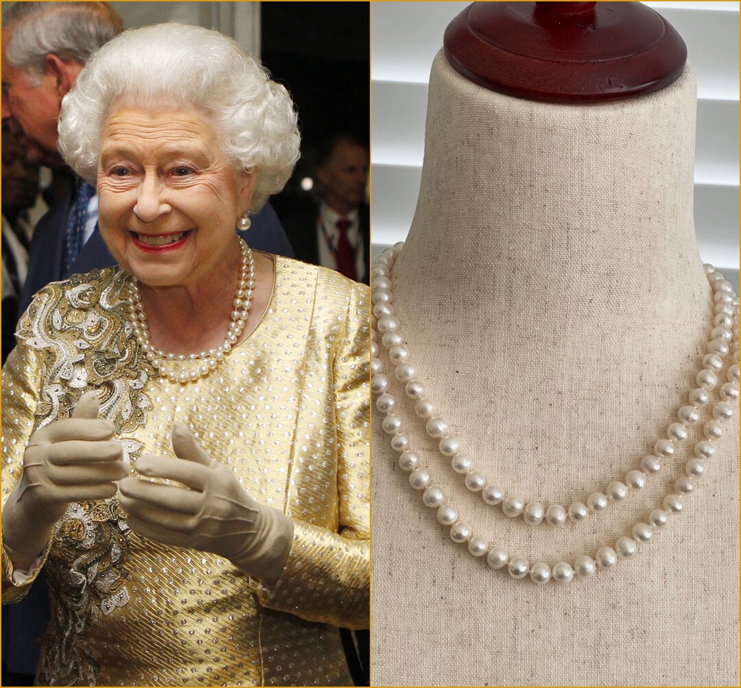 Queen Elizabeth Inspired Double Strand Genuine Pearl Necklace - Etsy