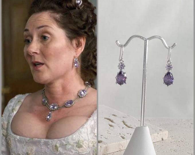 Violet Earrings, Sterling Silver Chandeliers, Bridgerton Inspired, Victorian Dainty Earrings, Mom Gift Idea, February Birthstone #1853