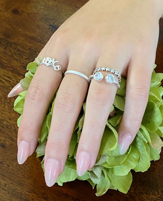 XOXO Solid 925 Sterling Silver Stackable Finger Rings, Star Wreath Ring, 5mm CZ Open Gap Ring, Fancy Layers, Stack em Up! #1611