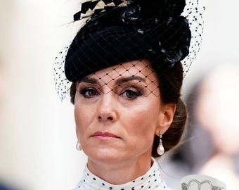 Princess Kate Genuine Water Drop Pearl Zircon Earrings, Freshwater Pearls, Sterling Silver Ear Pins & Backs, Royal Replicas, #1626