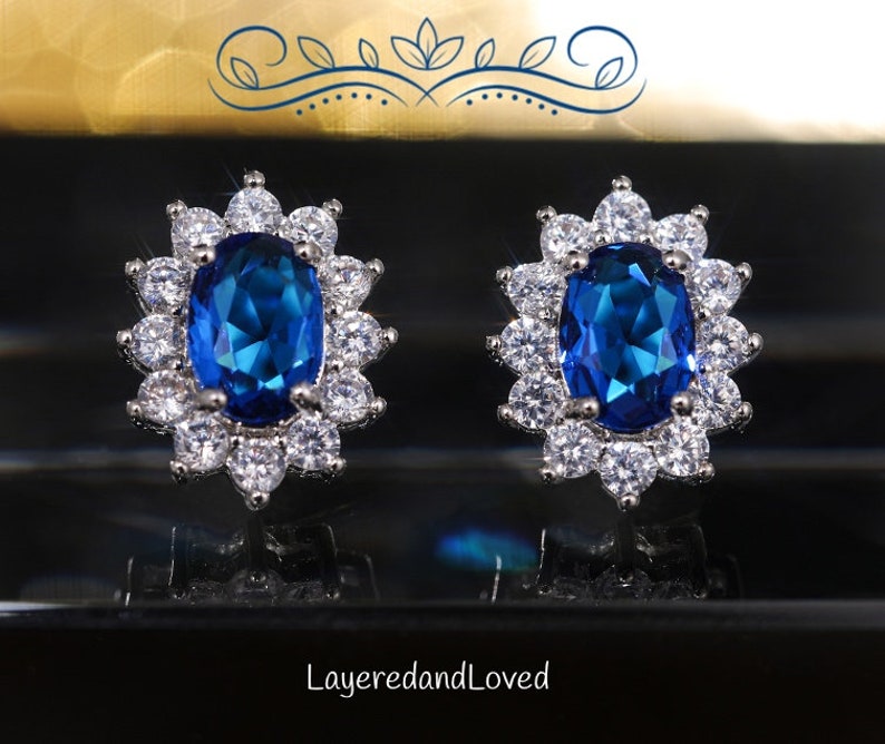 Princess Diana Inspired Sapphire Blue Earrings Choice - Etsy