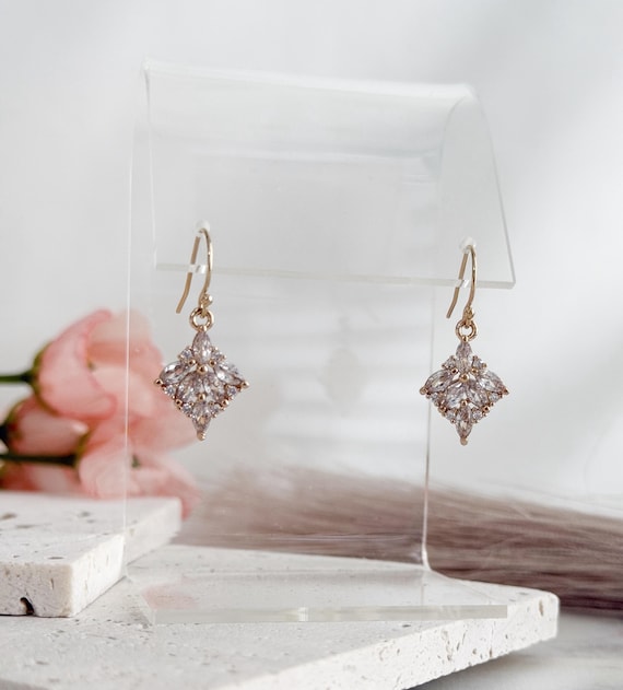 Victorian Zircon Earrings: 14k Gold Filled Diamond Charms