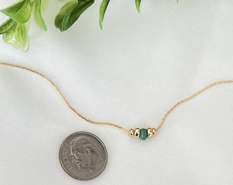 Gold Turquoise Necklace, 14k Gold Filled Snake Chain, Turquoise & 14k Gold Filled Rondelle Beads, Silver or Gold, #1504