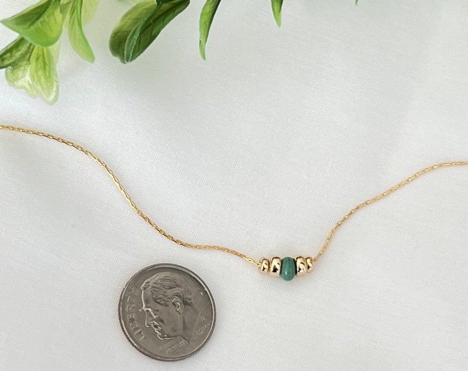 Gold Turquoise Necklace, 14k Gold Filled Snake Chain, Turquoise & 14k Gold Filled Rondelle Beads, Silver or Gold, #1504