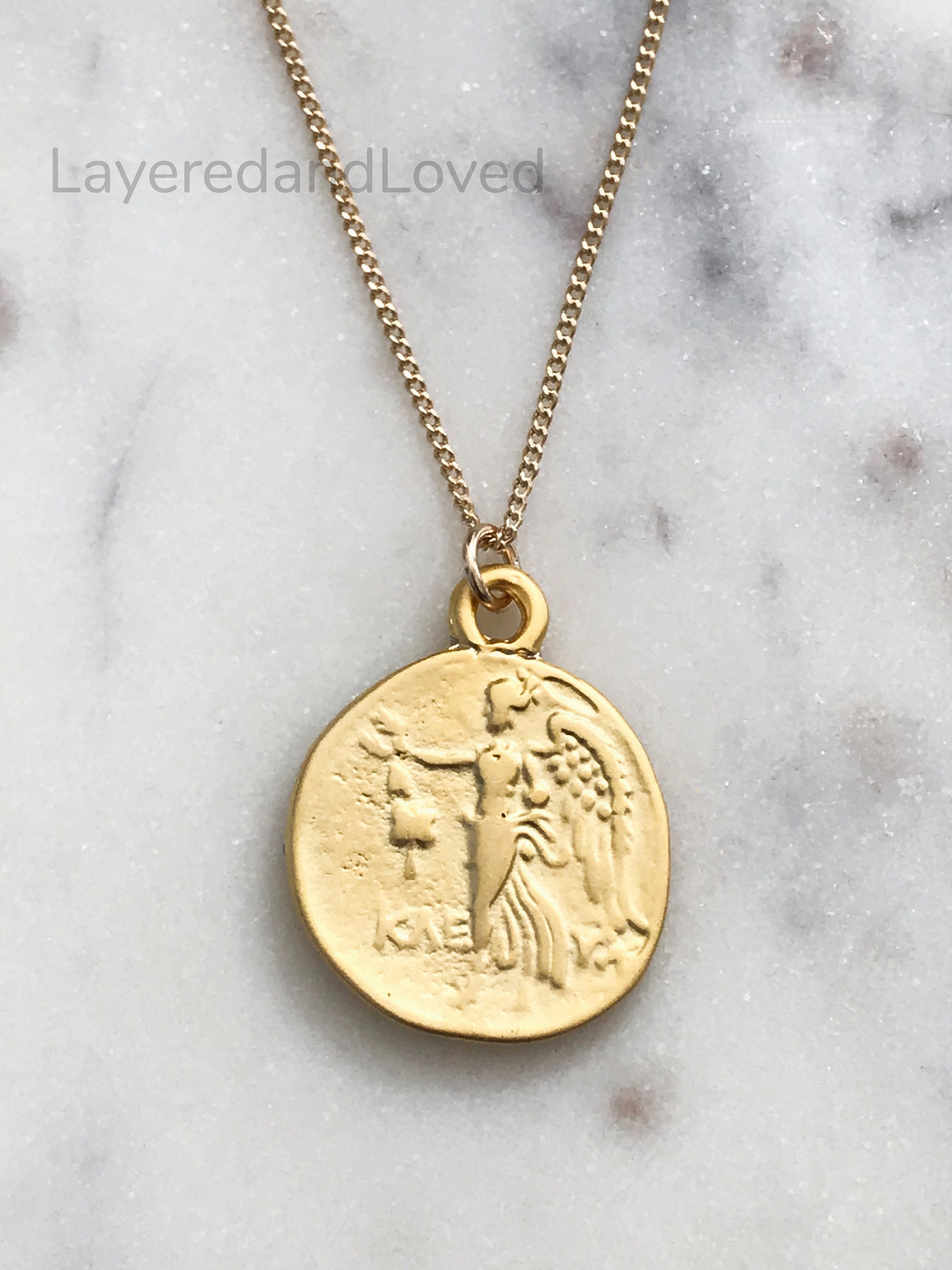 18k Gold Vermeil Roman Coin Necklace, Greek Coin Pendant Necklace | eBay